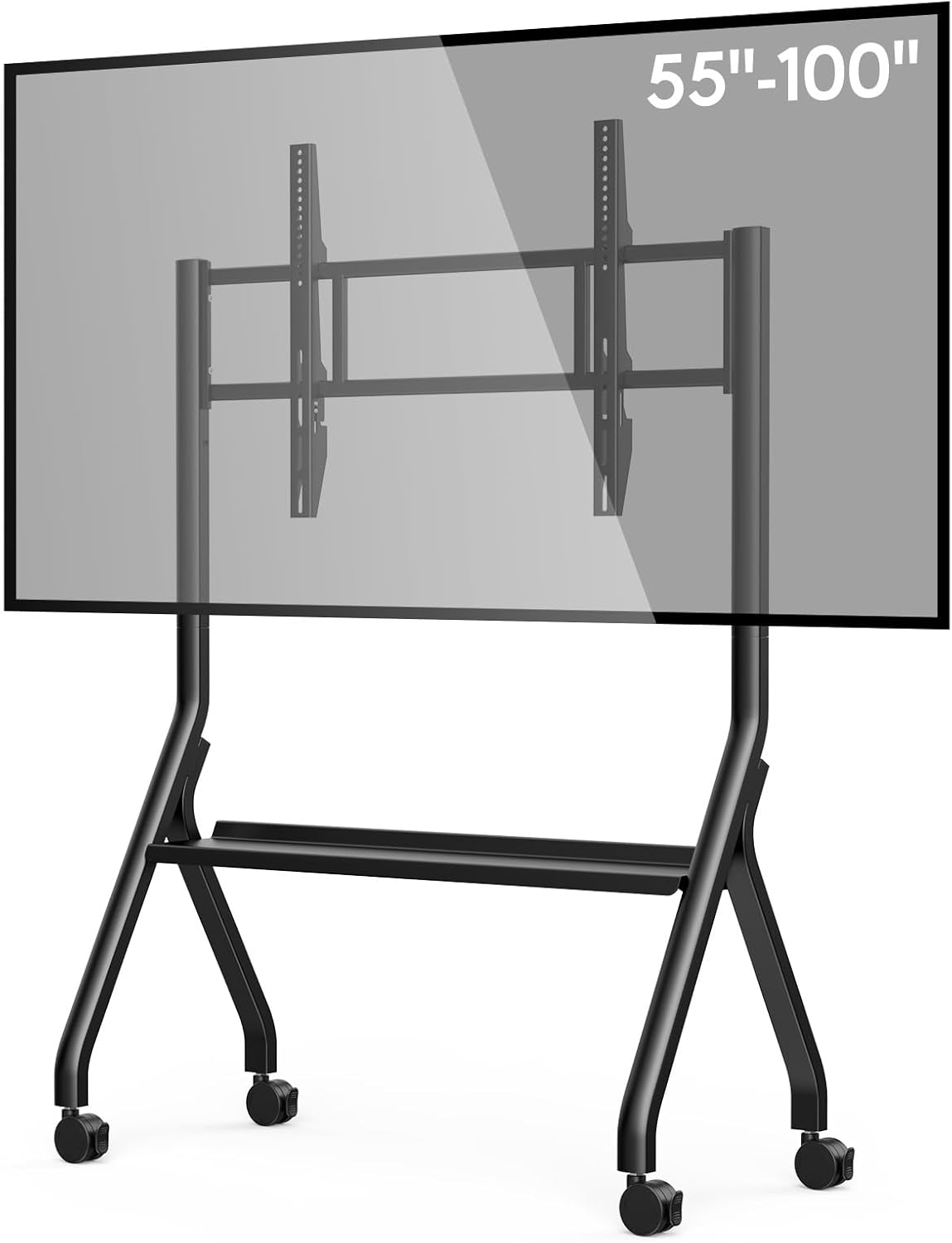 Smart Board Stand for 55-100 Inch Interactive Whiteboard, Height Adjustable Mobile Cart with 4 Rolling Wheels (Black)