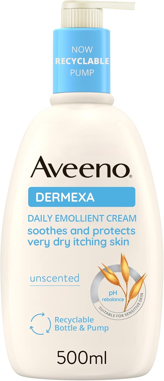 Aveeno Dermexa Daily Emollient Cream (1x 500ml), Emollient Cream Enriched with Triple Oat Complex and Ceramides for Sensitive Skin, Soothing Relief from Itchy, Dry Skin Prone to Eczema
