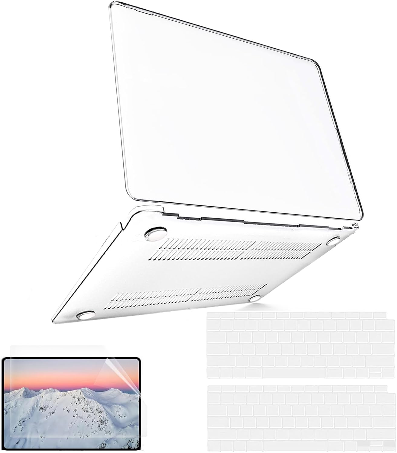 B BELK Compatible with MacBook Air 13 inch Case 2021 2020-2018 Release A2337 A2179 A1932, Laptop Hard Shell for MacBook Air M1 Case 13.3" + 2 Keyboard Cover + Screen Protector, Crystal Clear