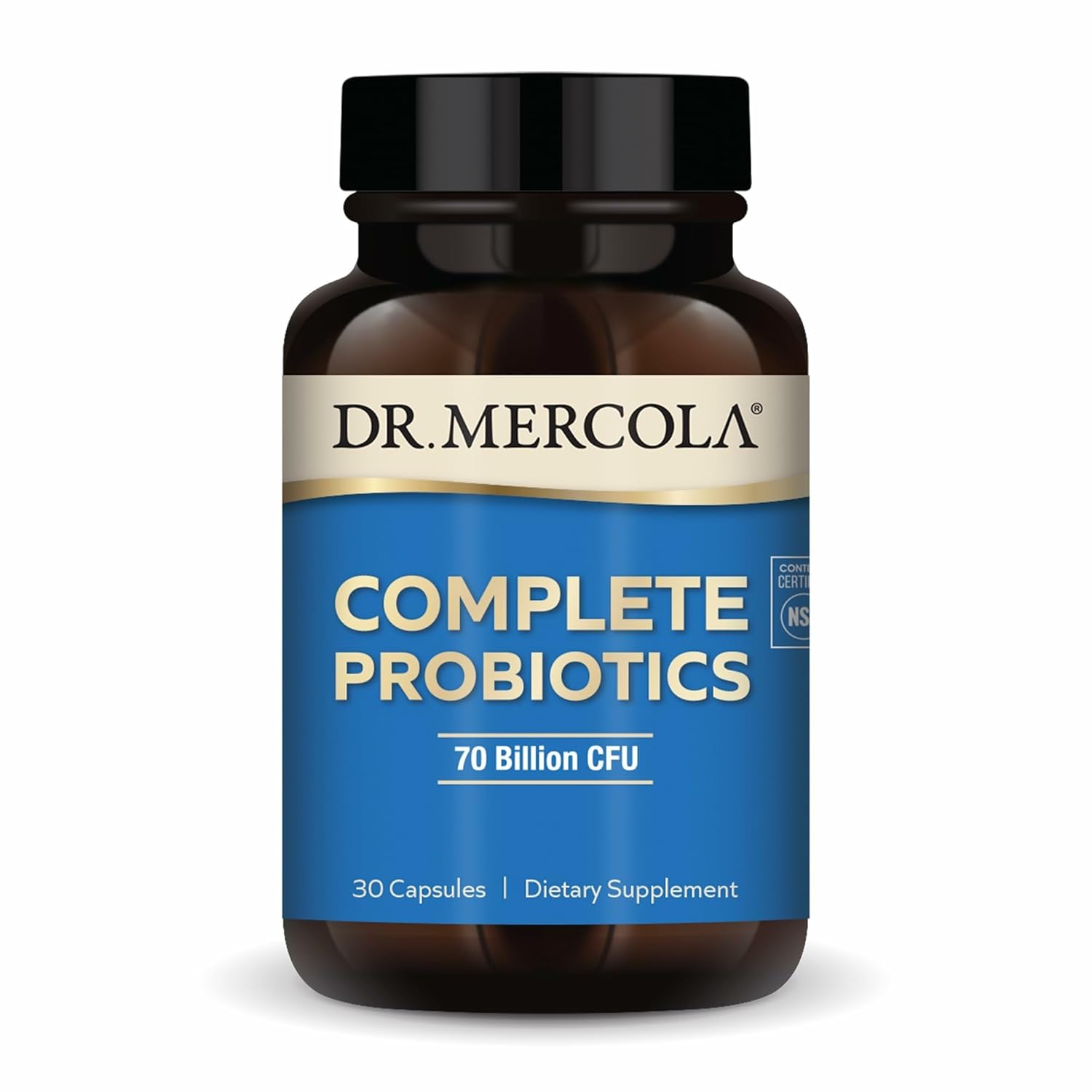 Dr. Mercola Complete Probiotics - 70 Billion CFU - Supports Immune, Digestive & Gut Health - Features 10 Strains - Shelf Stable - GMO-Free, Gluten-Free & Soy-Free - 30 Capsules (30 Servings)