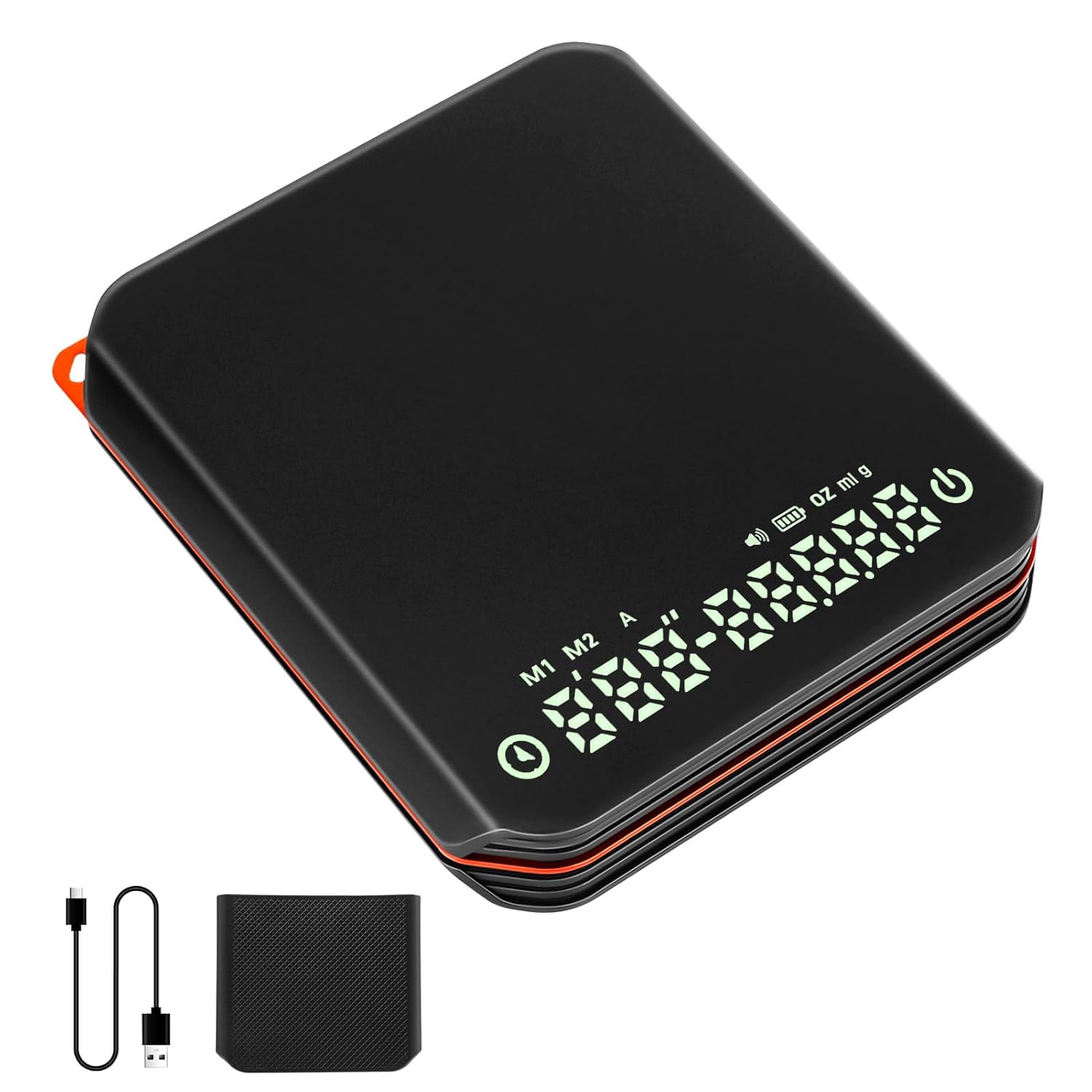 Mini Digital Coffee Scale with Timer Espresso Scale with Large Display, Tare Function and Touch Sensor Button High Precision Coffee Scales USB Rechargeable Electronic Kitchen Scale