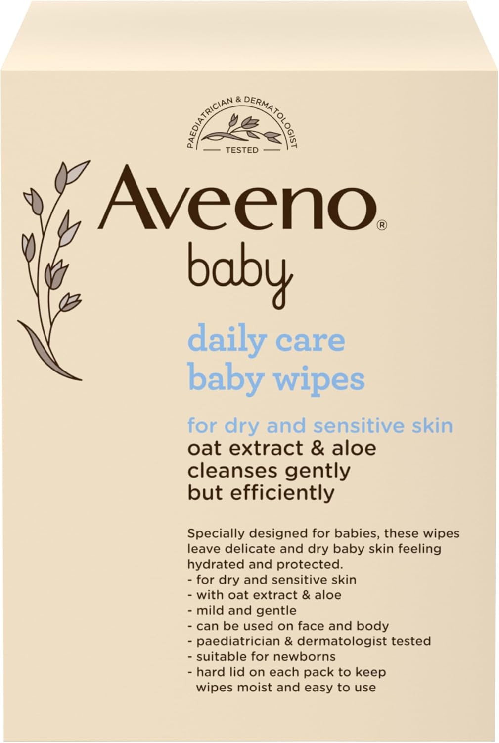 Aveeno Baby Daily Care Wipes Sensitive Skin Cleanse Gently And Efficiently Baby Essentials, White, Pack Of 12 (864 Wipes In Total)