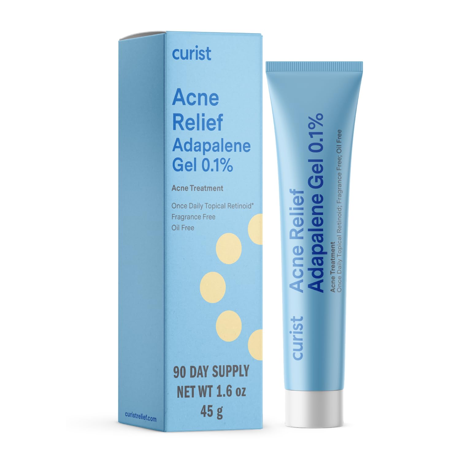 Curist Adapalene 0.1% Acne Gel Topical Retinoid Acne Medicine - Prevent Whiteheads, Blackheads, & Clogged Pores - Adapalene Retinoid Acne Treatment For Face