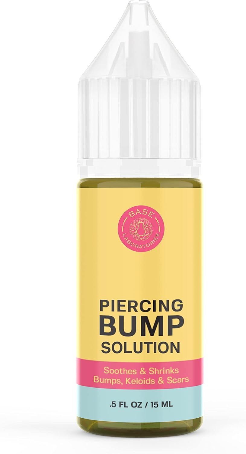 Base Labs Piercing Bump Treatment/ Aftercare for Scar Removal | Healing & Soothing | Keloid Shrinking Drops for Ear & Nose with Essential Oils | 15ml