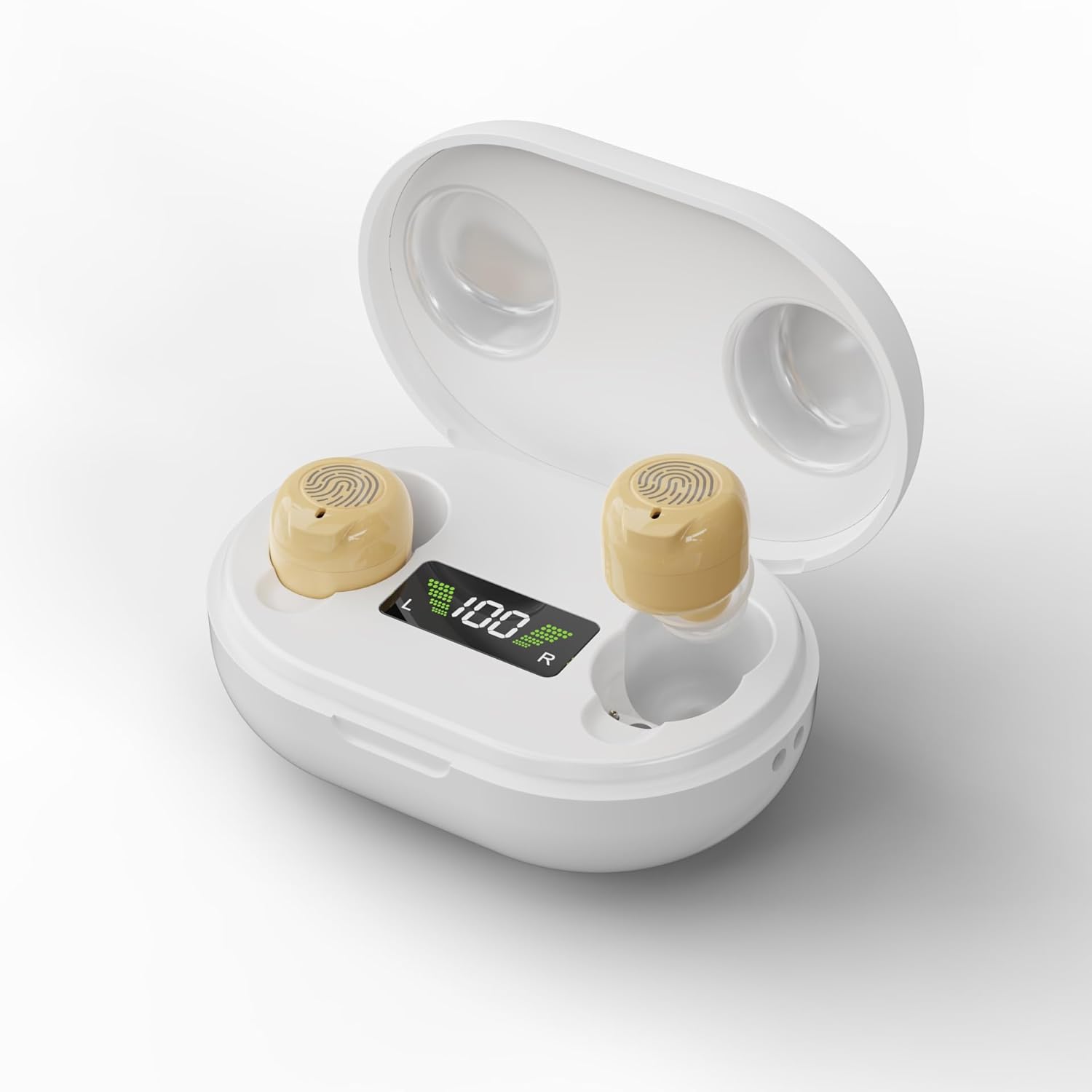 EarToYou Rechargeable Hearing Amplifier - HD Noise Reduction, Anti-Howling, 35-Hour Battery, Digital Case & Touch Control - 3 Sound Modes for Clearer Hearing (White)