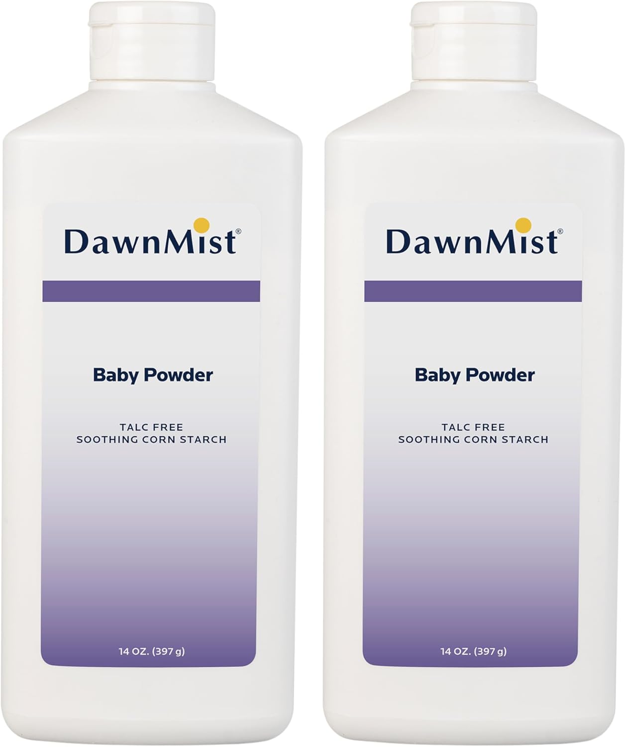 Dukal DawnMist Cornstarch Baby Powder 14 oz – Pack of 2 | Gentle, Talc-Free Formula for Baby & Adult Use, Soothes & Absorbs Moisture