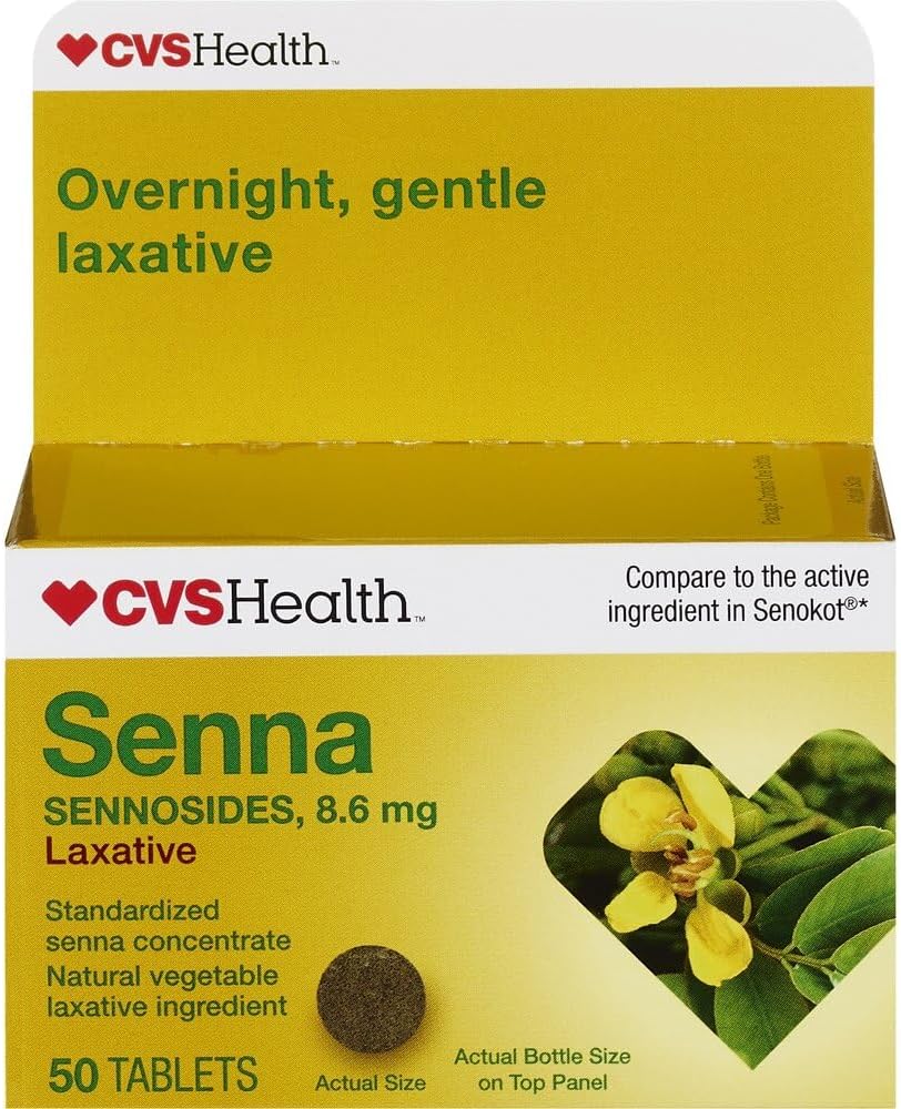 CVS Health Stool Softener Plus Stimulant Laxative Tablets, Docusate Sodium 50 mg, Sennosides 8.6 mg, 50 Count