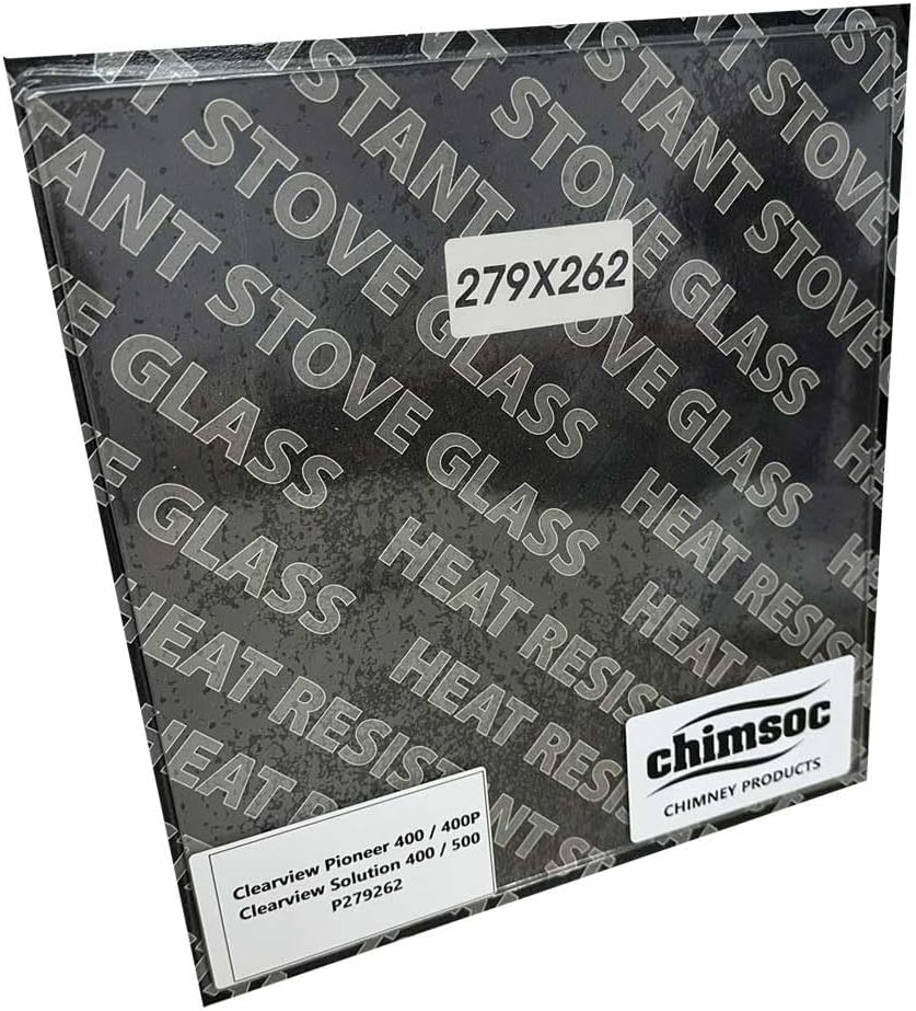 Chimsoc Replacement Stove Glass - Clearview Pioneer 400/400P / Solution 400/500 (279mm x 262mm Rectangular)