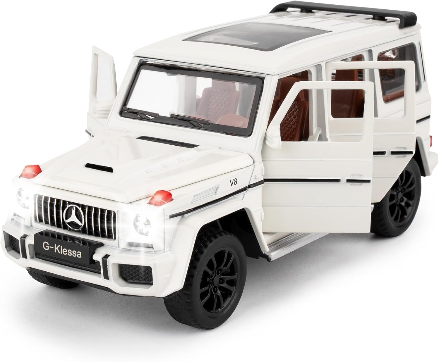 1/32 Scale Car Model Compatible for Collectible Benz G63 AMG Diecast Toy Vehicle, Zinc Alloy Pull Back Toy Car with Sound and Light for Adult Boys Girls 3 4 5 6 7 8（White）