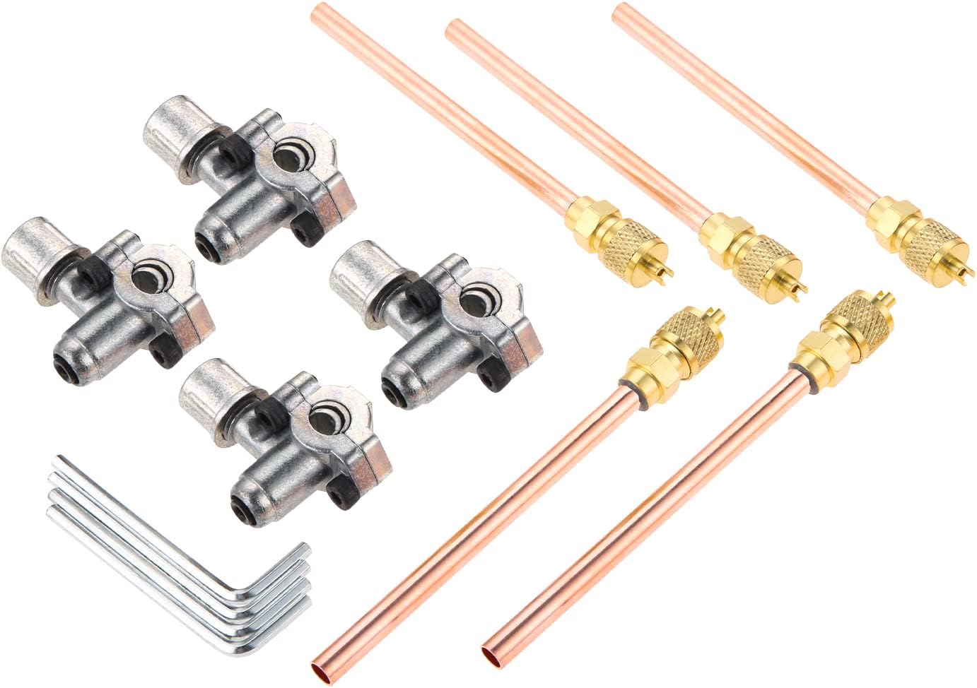 Piercing Valve Kit, 4 Packs BPV-31 Refrigerator Tap Valve, 5Pcs Access/Service Valve 1/4'' SAE x 1/4'' OD x 4'' Stem Core for 1/4", 5/16", 3/8" Outside Diameter Universal Refrigerator Tube