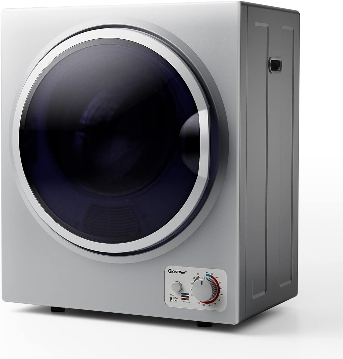 COSTWAY GT-10222US-SL-FPCY, 110V Electric Portable Clothes Stainless Steel Tub, Panel Downside Easy Control for 4 Automatic Drying Mode Compact Laundry Dryer, Silver