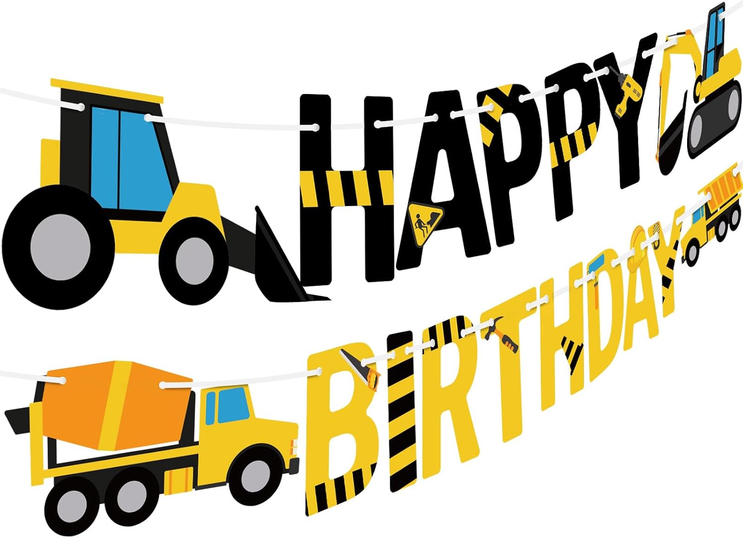 Happy Birthday Banner Construction Party Decorations Construction Birthday Party Supplies for Boys 1st 2nd 3rd Construction Birthday Banner Garland Excavator Dump Truck Tractor Sign