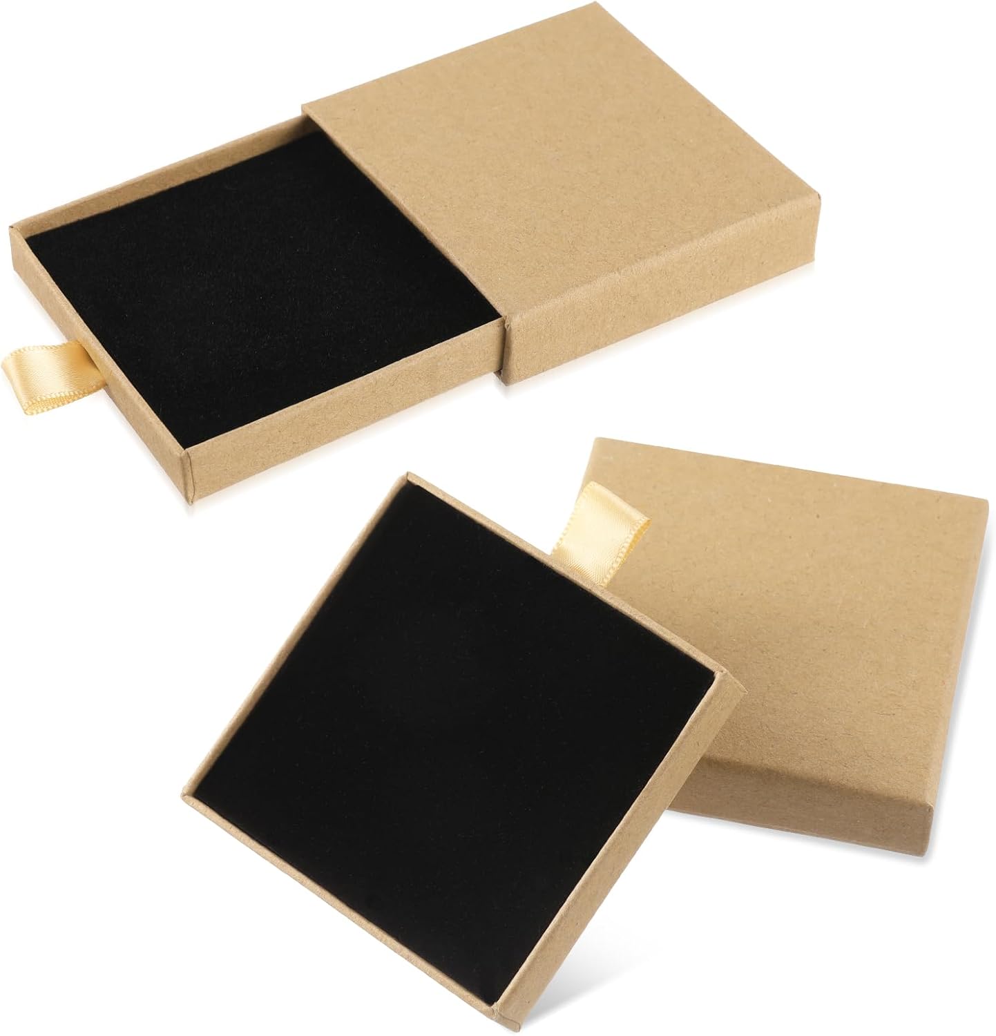2Pcs Jewelry Gift Box Bracelet Gift Boxes Cardboard Jewelry Box Square Necklace Earring Bracelet Gift Box Kraft Organizer Storage Box for Jewellery (Kraft Paper Color)