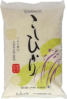 Shirakiku Dried Grains & Rice - Japanese Short Grain White Koshihikari Rice - Uncooked Premium Quality Low Carb Sweet Sticky Sushi Rice, 15 Pounds bag