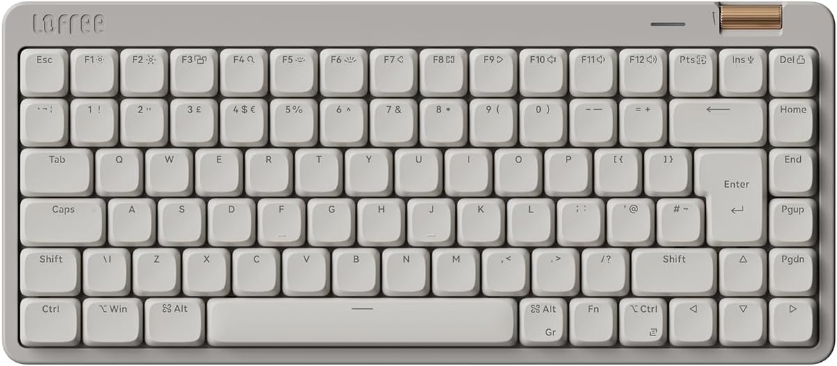 LOFREE Flow Lite84 Keys Low Profile Mechanical Keyboard,Swappable Rechargeable Wireless Keyboard with 3 Connection Modes for Windows, Mac/Specter Linear Switches UK-Layout (Marble, 84 Key)