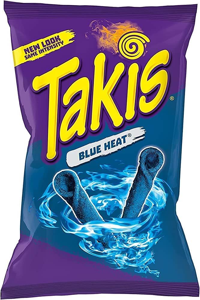 Takis Rolls Spicy Blue Heat Hot Chili Pepper Tortilla Chips (1oz Bag)(10Pack) (Blue Heat)