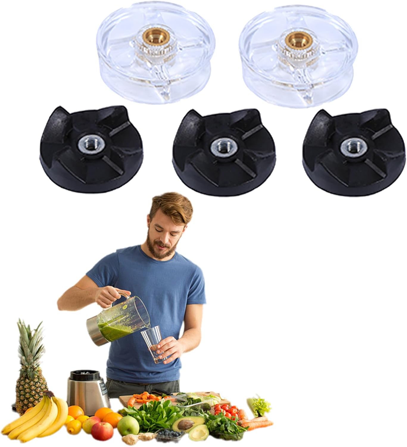 2 Pair Plastic Base Gear and Blade Gear with One More Blade Gear, in Total 2 Base Gears 3 Blade Gears Suitable for Blender Mb1001 250w Juicer