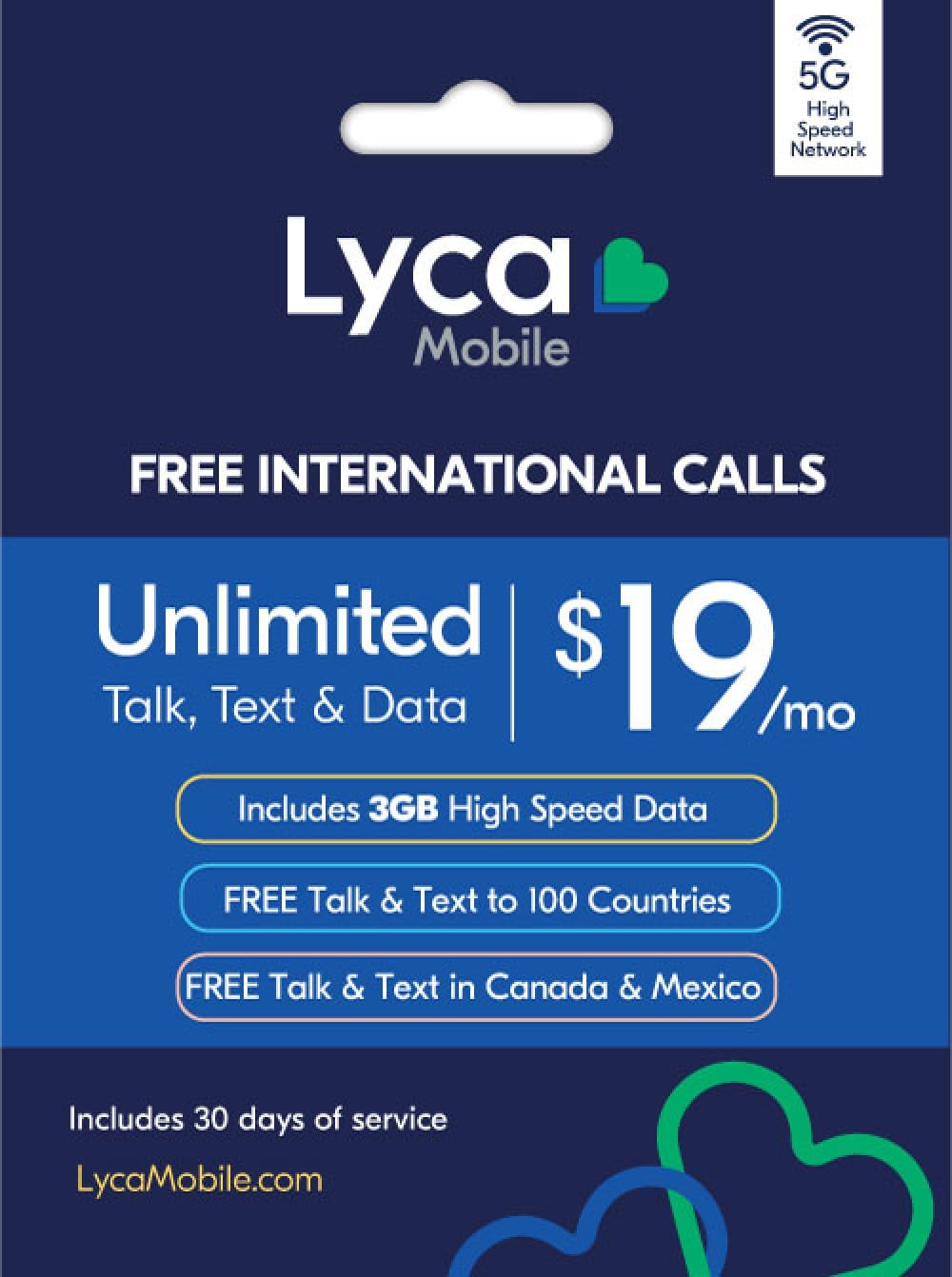 Lyca Mobile USA Prepaid 5G/4G SIM Card | $19 Plan | Unlimited Talk, Text & Data | 3GB High Speed Data