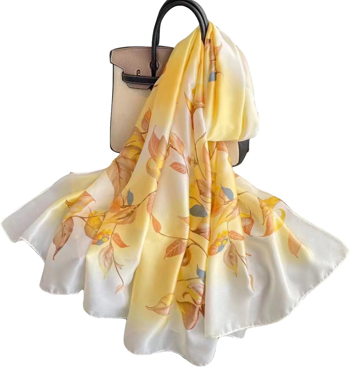 WEIGEER Silk Scarf Women Chiffon Shawl Lotus Scarf Neckerchief Long Head Wrap Thin Scarf Beach Women Hijab Belt Vintage Bridal Shawl Binder Chiffon Scarf Colorful Cloth White Green180*90CM