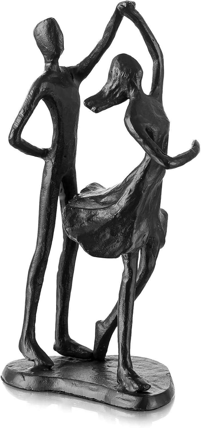 Sziqiqi Iron 6th for Couple - Black Metal Couple Sculpture Gifts for Her Aesthetic Statue Decor Abstract Figurines Centerpiece Decoration for Women Wife Friend Girlfriend Him Men