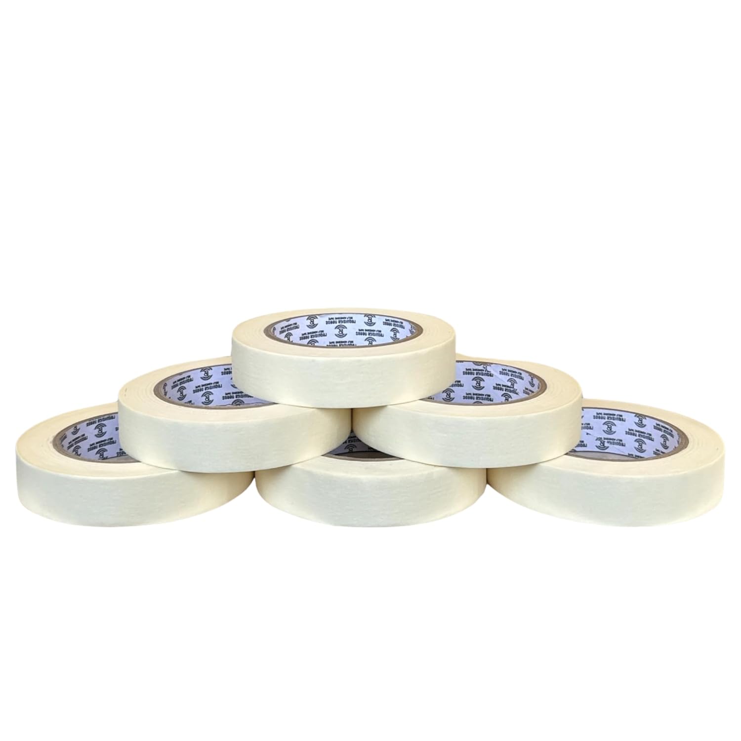 REQUISITE NEEDS Pack of 6 Masking Tape, 24mm Wide, 50 Metre Rolls, Ideal for Painters, Decorators Professional & DIY Use, Painting Walls, Packaging, Crafts & more