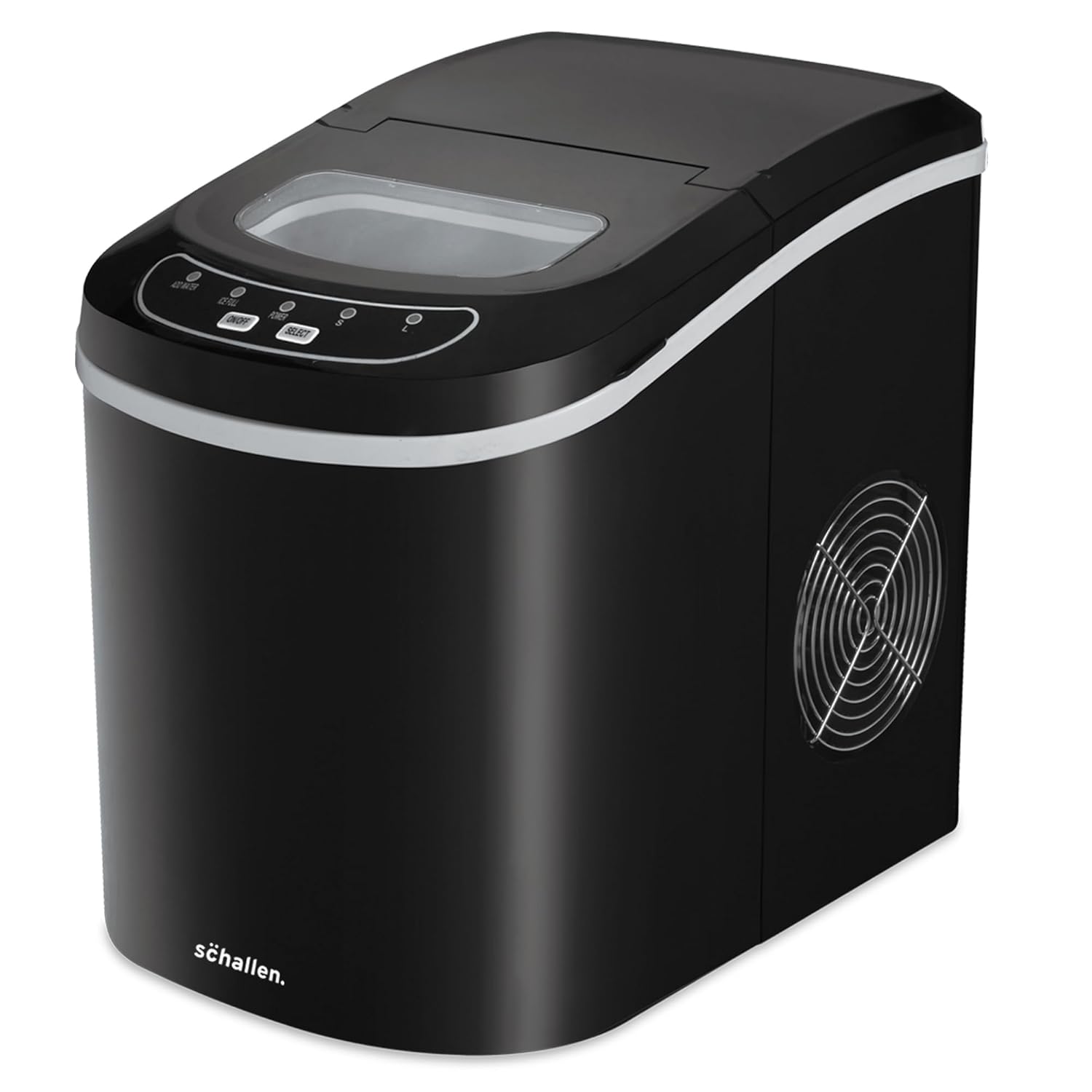 Schallen Ice Maker Machine Counter Top 26lb in 24H Small & Large Ice Cubes Maker with 2.2L Tank and Ice Basket for Home, Kitchen, Party, Bar, Office Use in Silver (Black)
