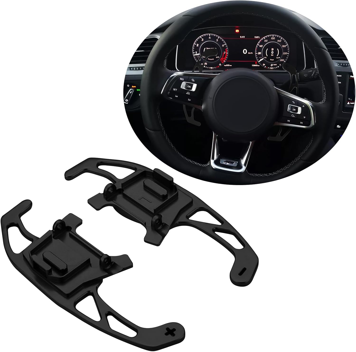 CDIYTOOL 1 Pair Car Steering Wheel Shift Paddle Extension, Aluminum-Alloy Wheel Paddle Shifter for VW Golf MK7 GTI R R-line Polo GTI 2014 2015 2016 2017 2018 2019 (Black)