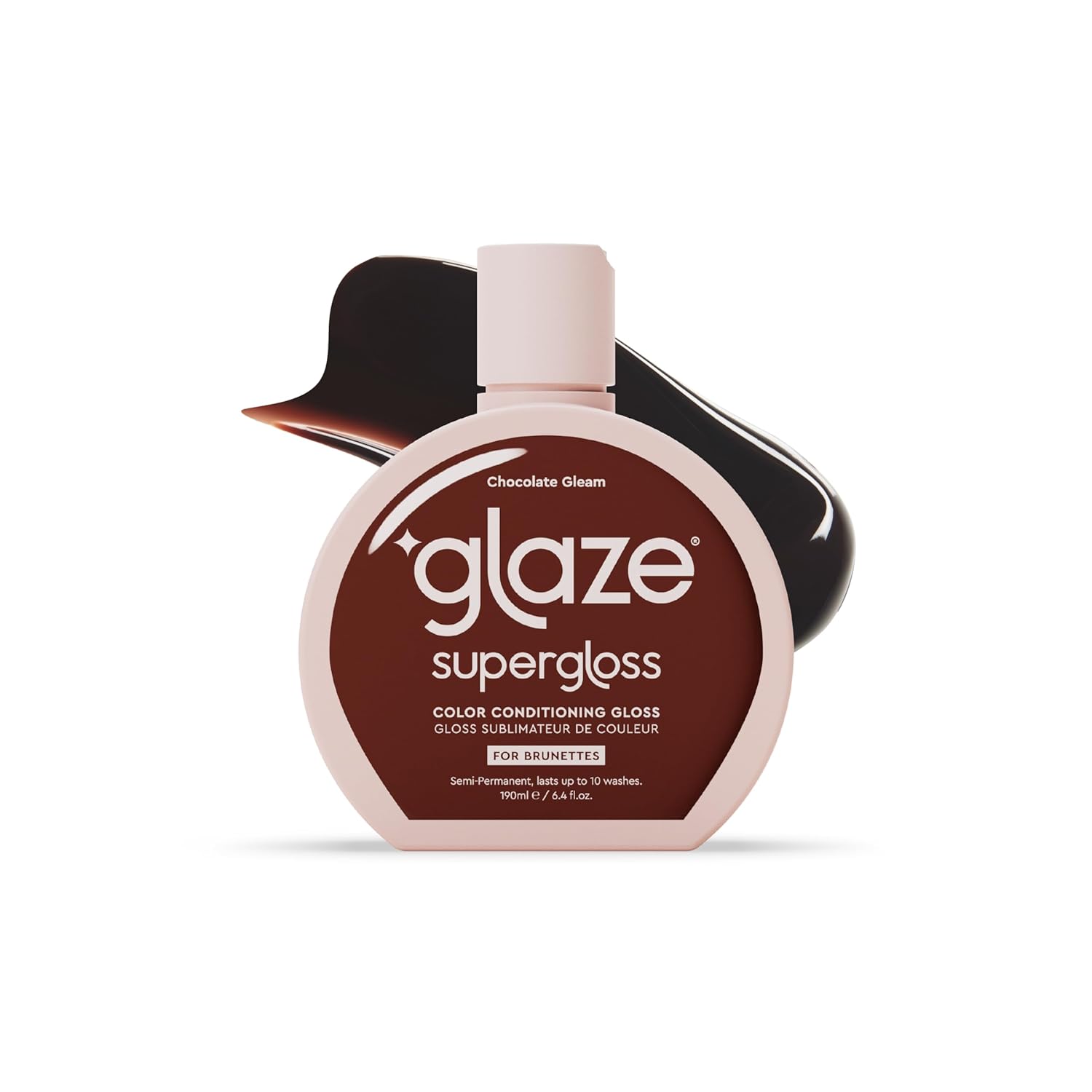 Glaze Supergloss Color Conditioning Gloss With Dispensing Pump – Hydrating Semi-Permanent Color Hair Gloss & Shine Boost – For Dark Brown Hair – 6.4 Fl Oz - Chocolate Gleam