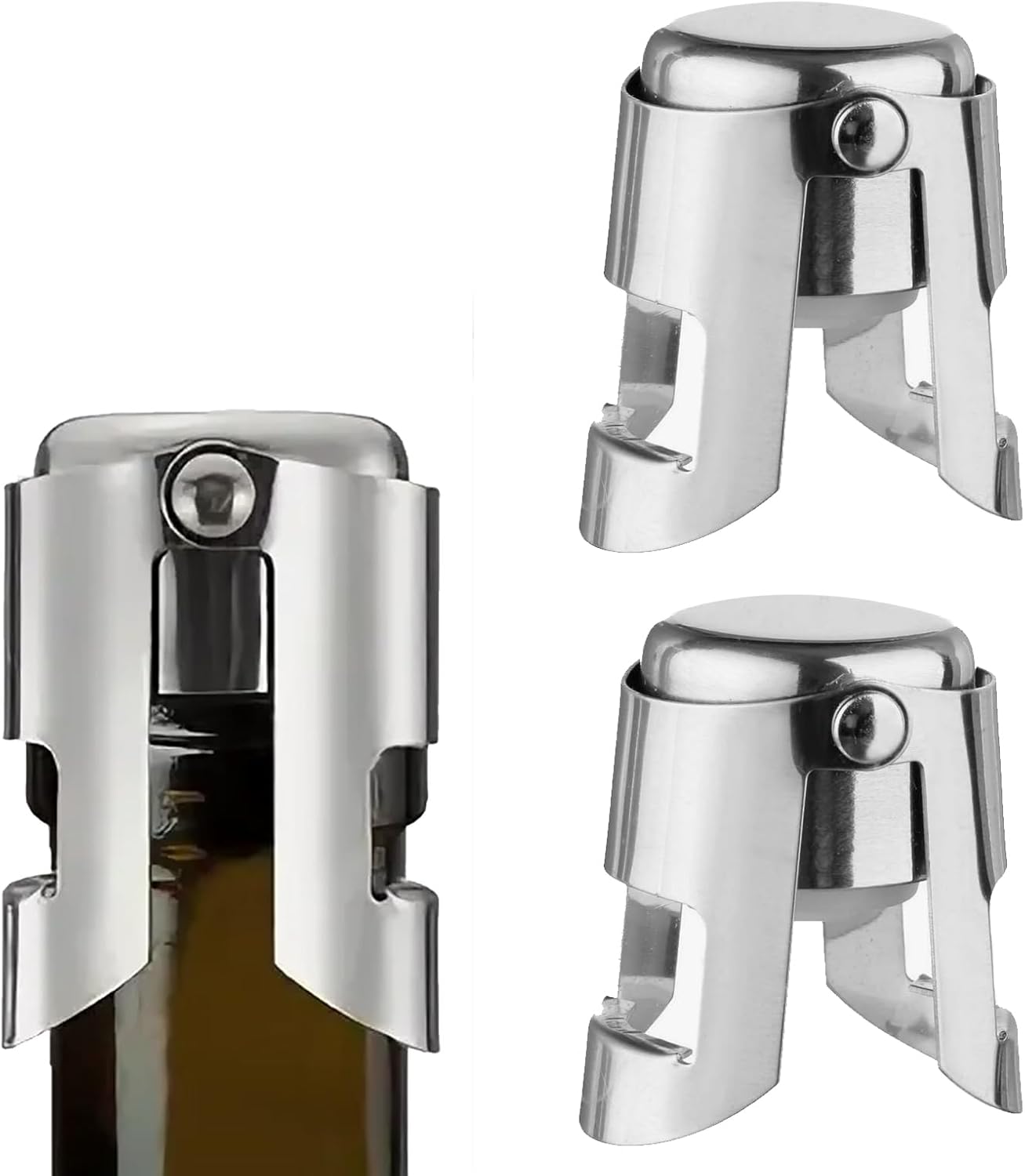 2pcs Champagne Stoppers,Champagne Stopper with Stainless Steel,Reusable Bottle Saver Sealer Vacuum Sealed Wine Stoppers,Champagne Saver Plug,for Wine Champagne Beer Collection,Sparkling Wine Bottles