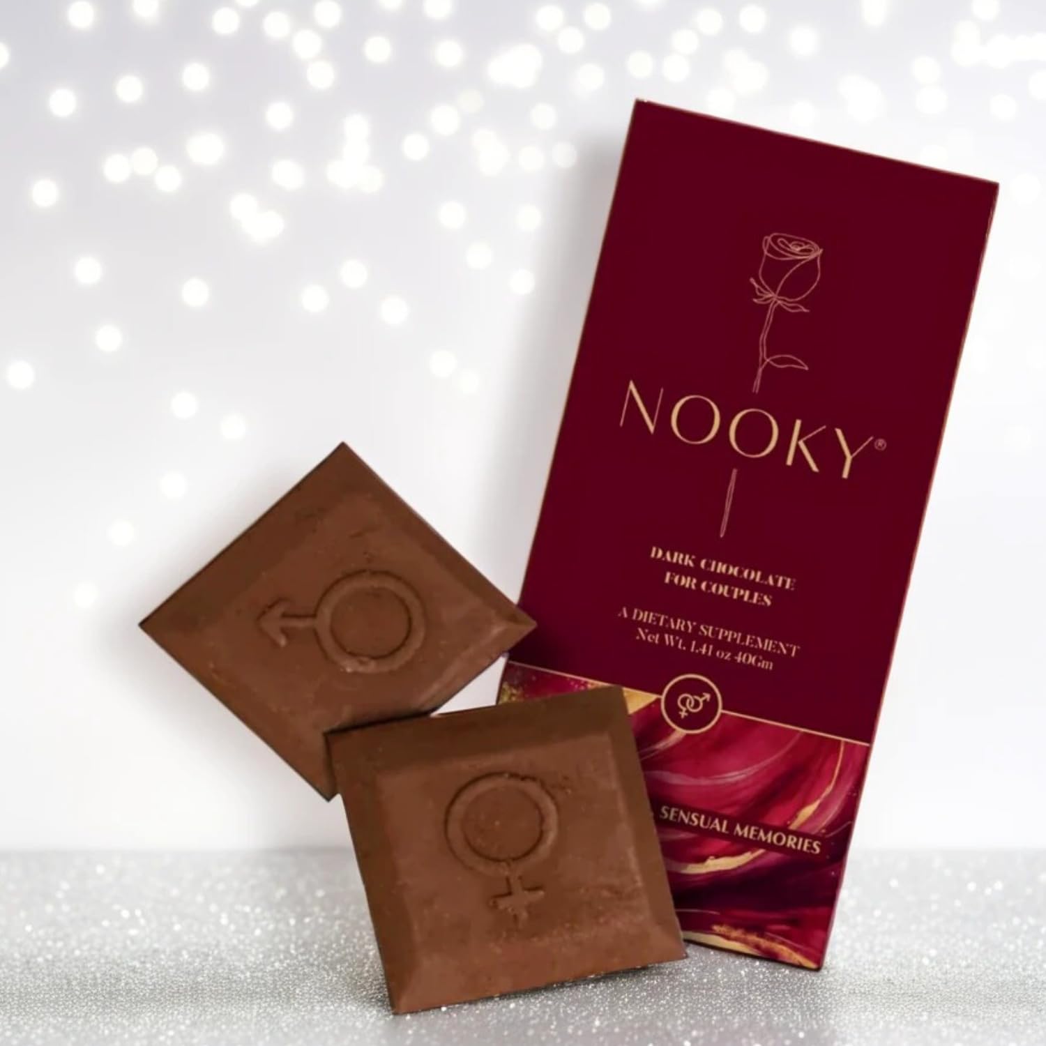 Nooky Couple Dark Chocolate For Men & Women (Pack of 1) | Mood-Boosting Dark Chocolate Treat | Ideal Vegan & Gluten-Free Set For Men & Women | Deliciously Crafted For Energy & Delight, 40 G