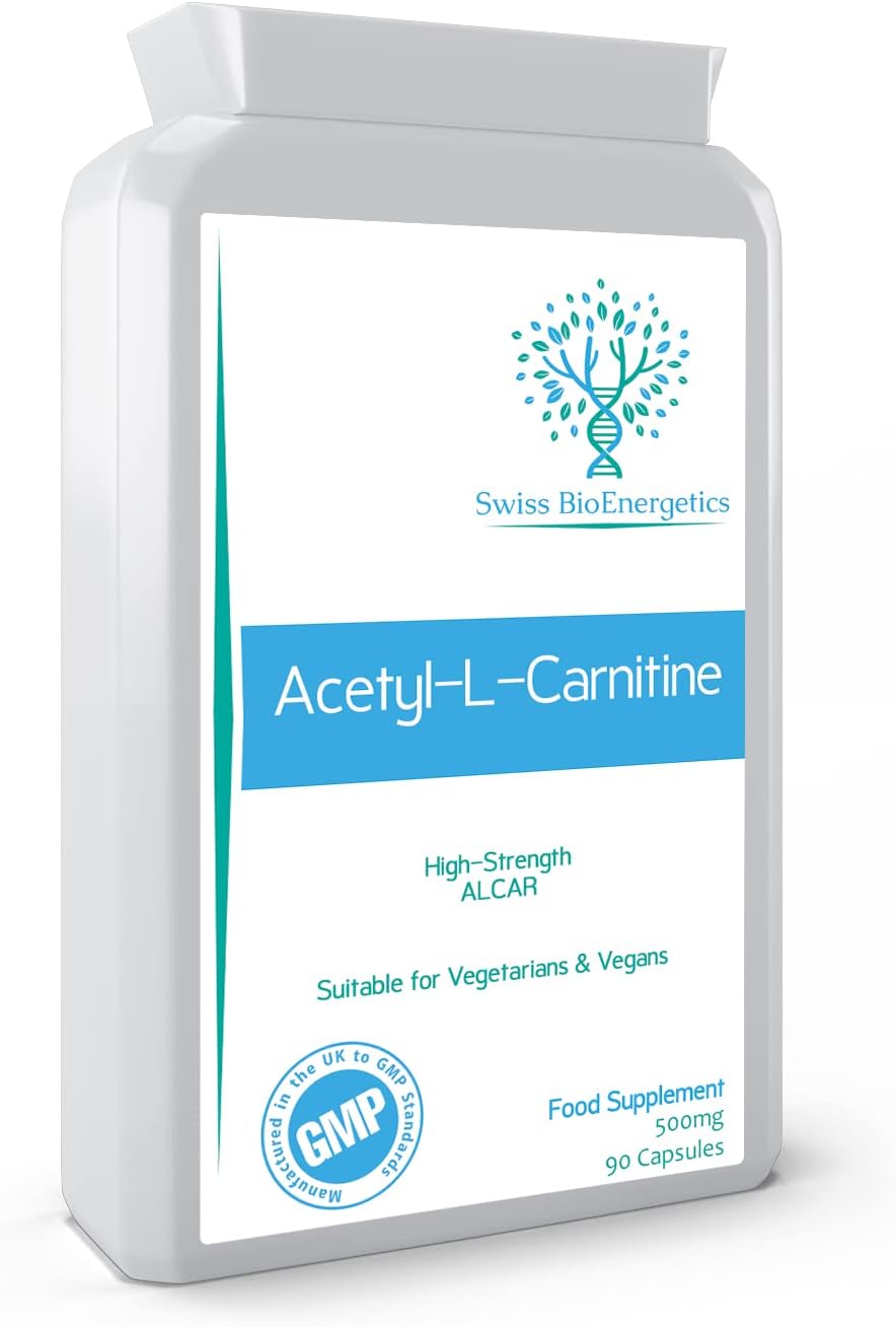 Acetyl-L-Carnitine 500mg 90 Capsules - High-Strength ALCAR with no D-carnitine - Made in The UK - Suitable for Vegans