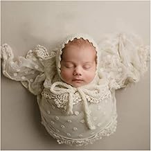 Honra Newborn Photography Prop Lace Wrap Baby Girl Posing Photoshoot Layer (Ivory Cream B)