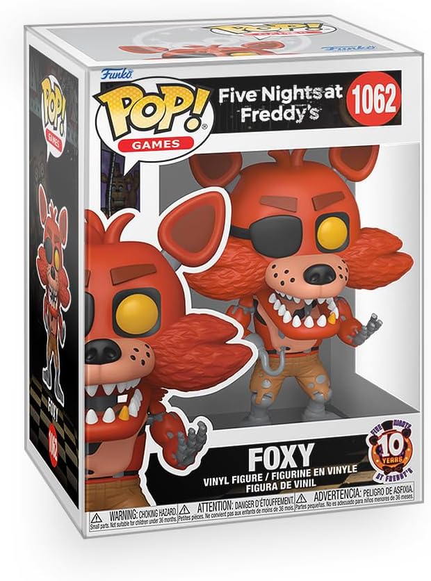 Five Nights at Freddy's (FNAF) - Foxy 10th Year Anniversary Edition Vinyl Figure Bundle with Compatible Funko Pop Box Protector