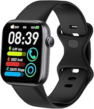 Smart Watch for Men Women Kids - 1.85" Smartwatch Fitness Tracker with Sport Modes, Monitor Blood Oxygen, Heart Rate, Sleep and Answer/Make Calls with Ease Compatible IOS Android Phones (Black)