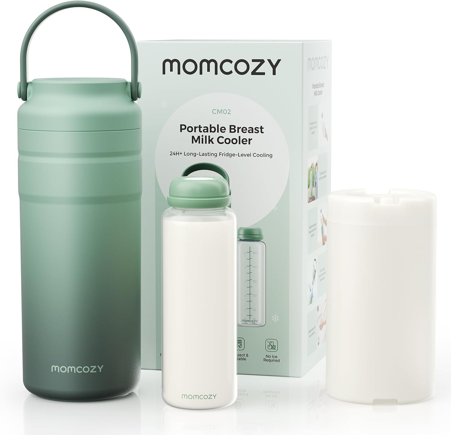 Momcozy Portable Breast Milk Cooler Lite, Dual-Layer Insulation for 24H Cooling, Travel & Outdoor Friendly with Compact Design, 12Oz Capacity Travel Breastmilk Chiller with Storage Bottles