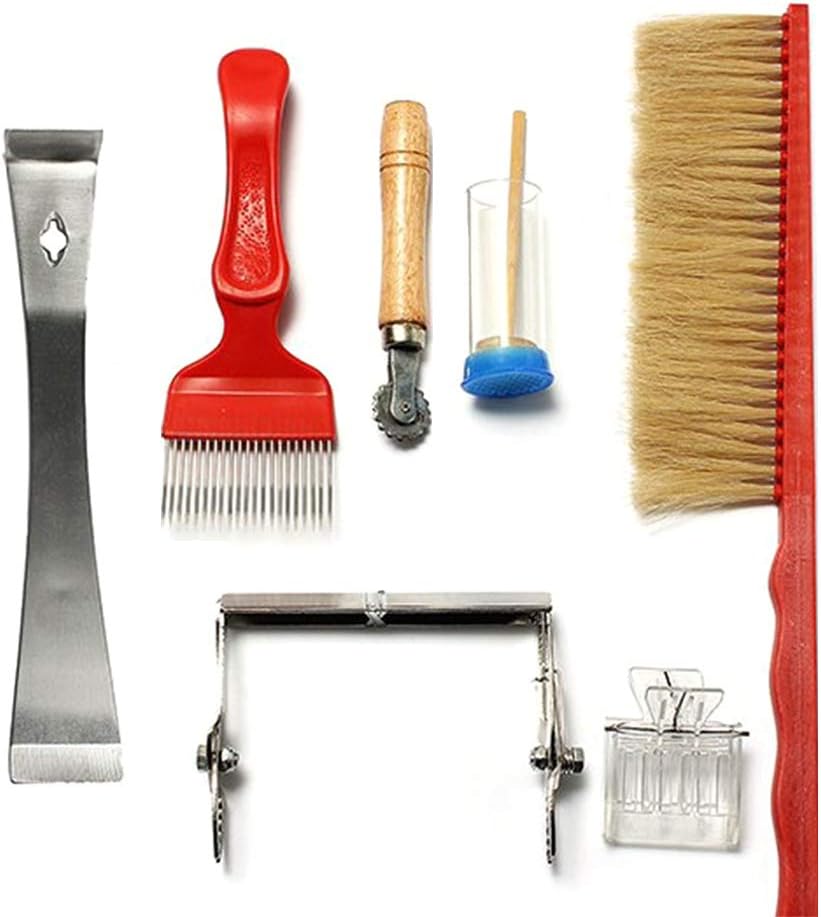 Beekeeping Tools Supplies 7 Pieces Equipment Kit Bee Feeder Brush Queen Catcher Hiv Queen Catcher Clip