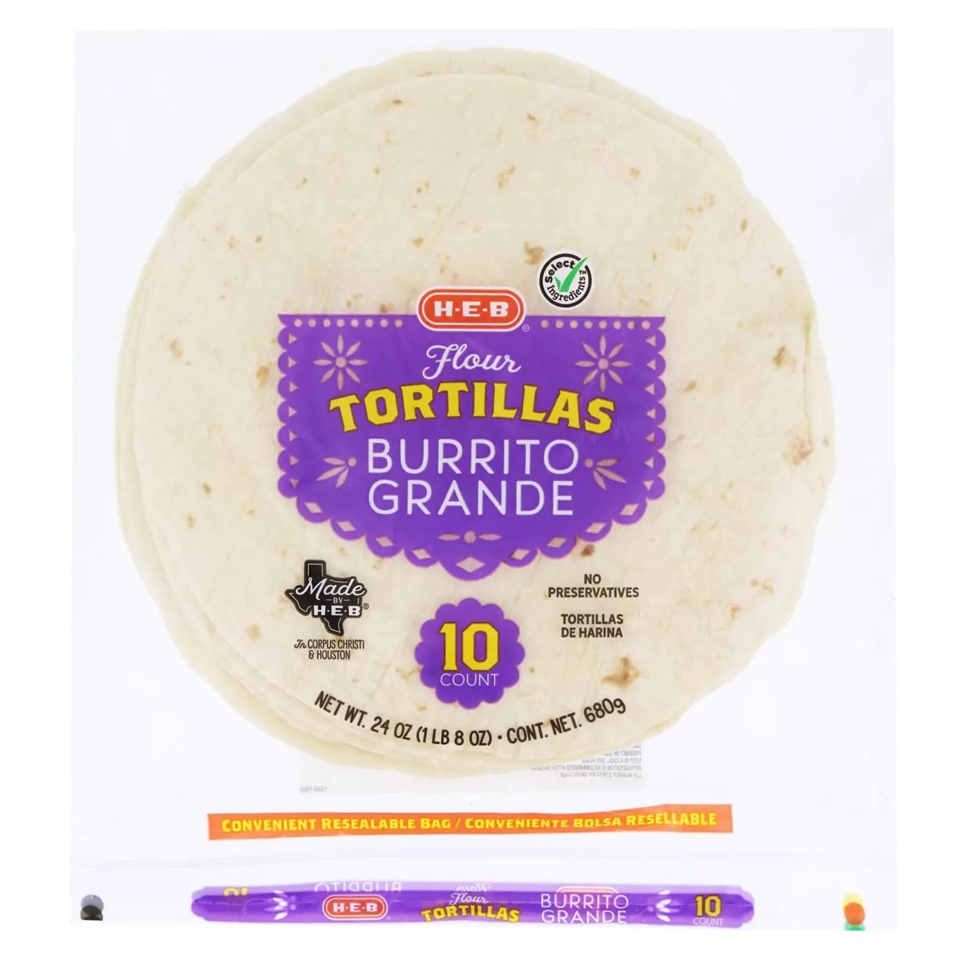 Generic H‑E‑B Burrito Grande Flour Tortillas 10 ct 4PK