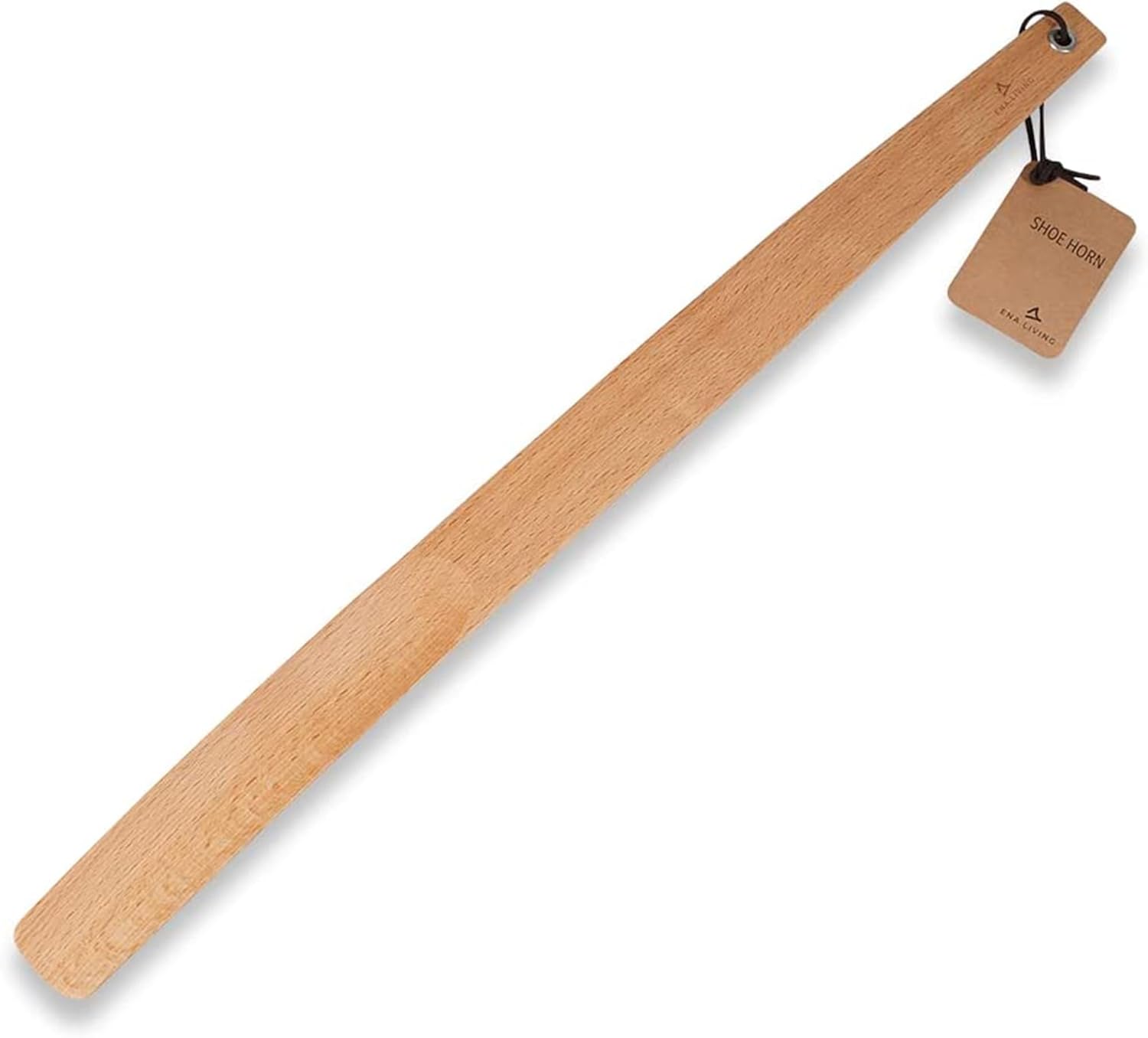 ENA Living Beechwood Shoe Horn, Eco-Labelled Shoehorn, Sustainable Shoe Horn, Long-Handled For Your Comfort, Use As A Back Scratcher, Smooth & Sturdy, Non-Slip Long Shoe Horn, Long-Lasting
