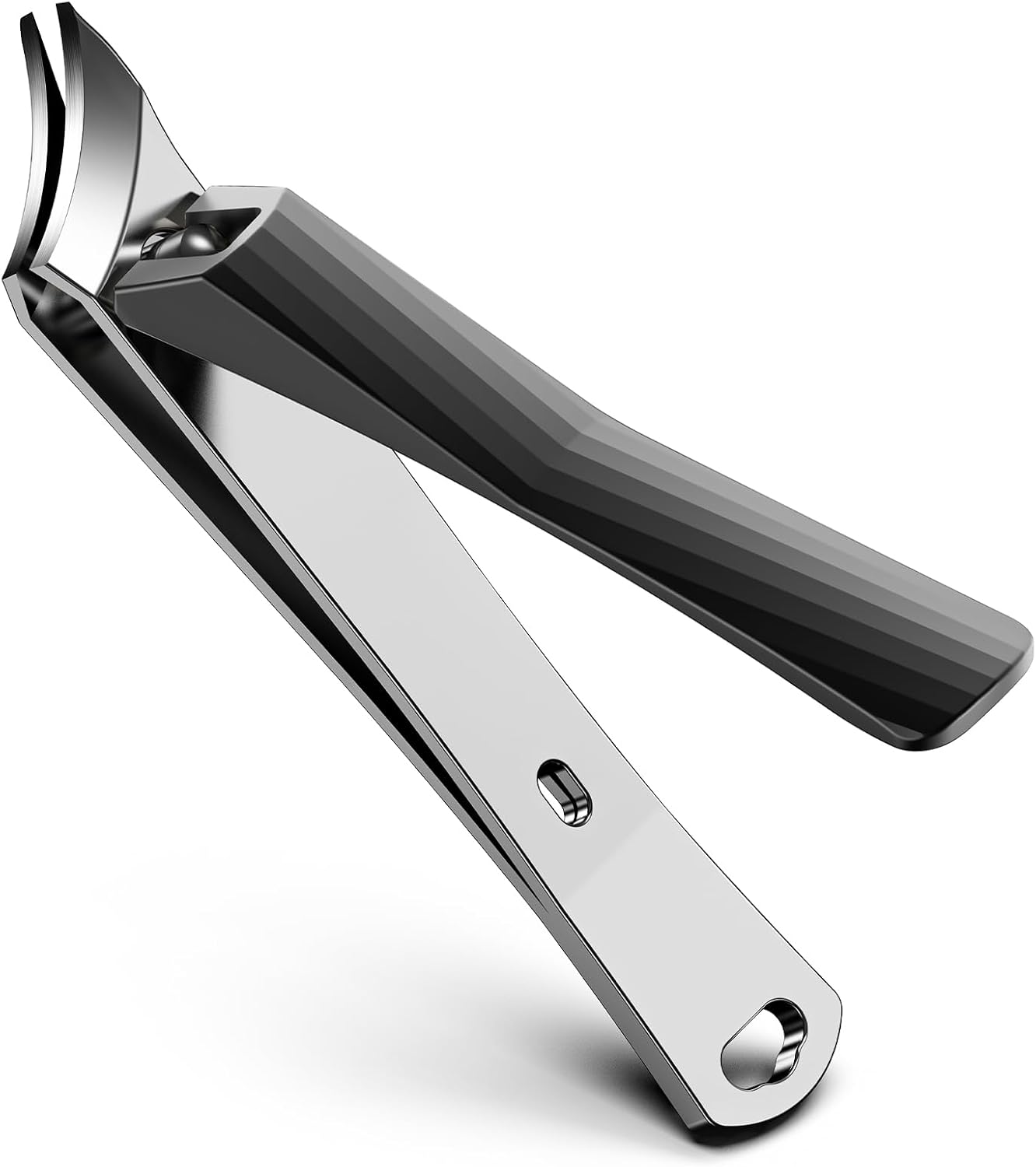 FVION Slanted Edge Nail Clippers - Angled Curved Blade Ingrown Nail Clipper for Thick Toenails, Podiatrist Toenail Clippers for Men and Women (Black)