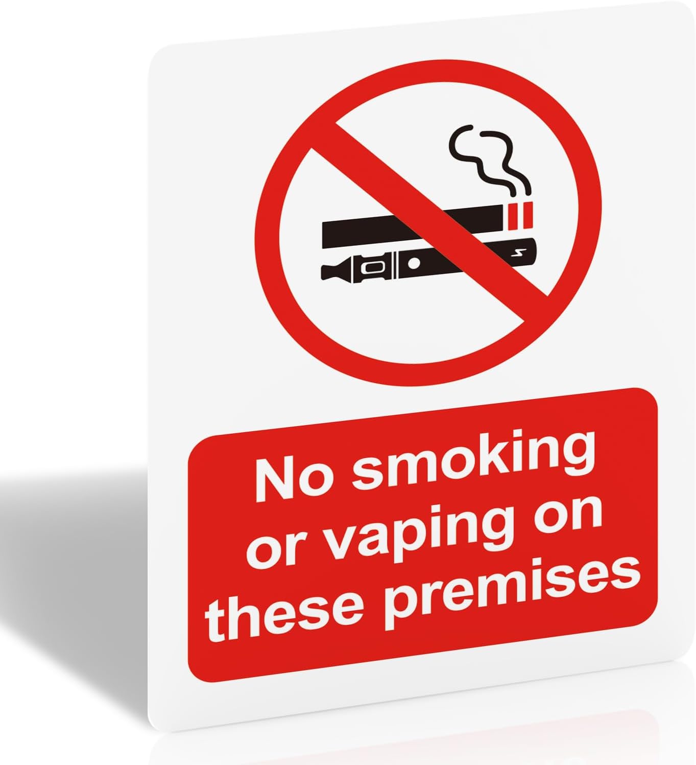 No Smoking or Vaping on These Premises Sign - 1 Pack, 100x75mm Self-Adhesive Vinyl Sticker - UV Printed Matte Surface, Waterproof, EN ISO 7010 Compliant