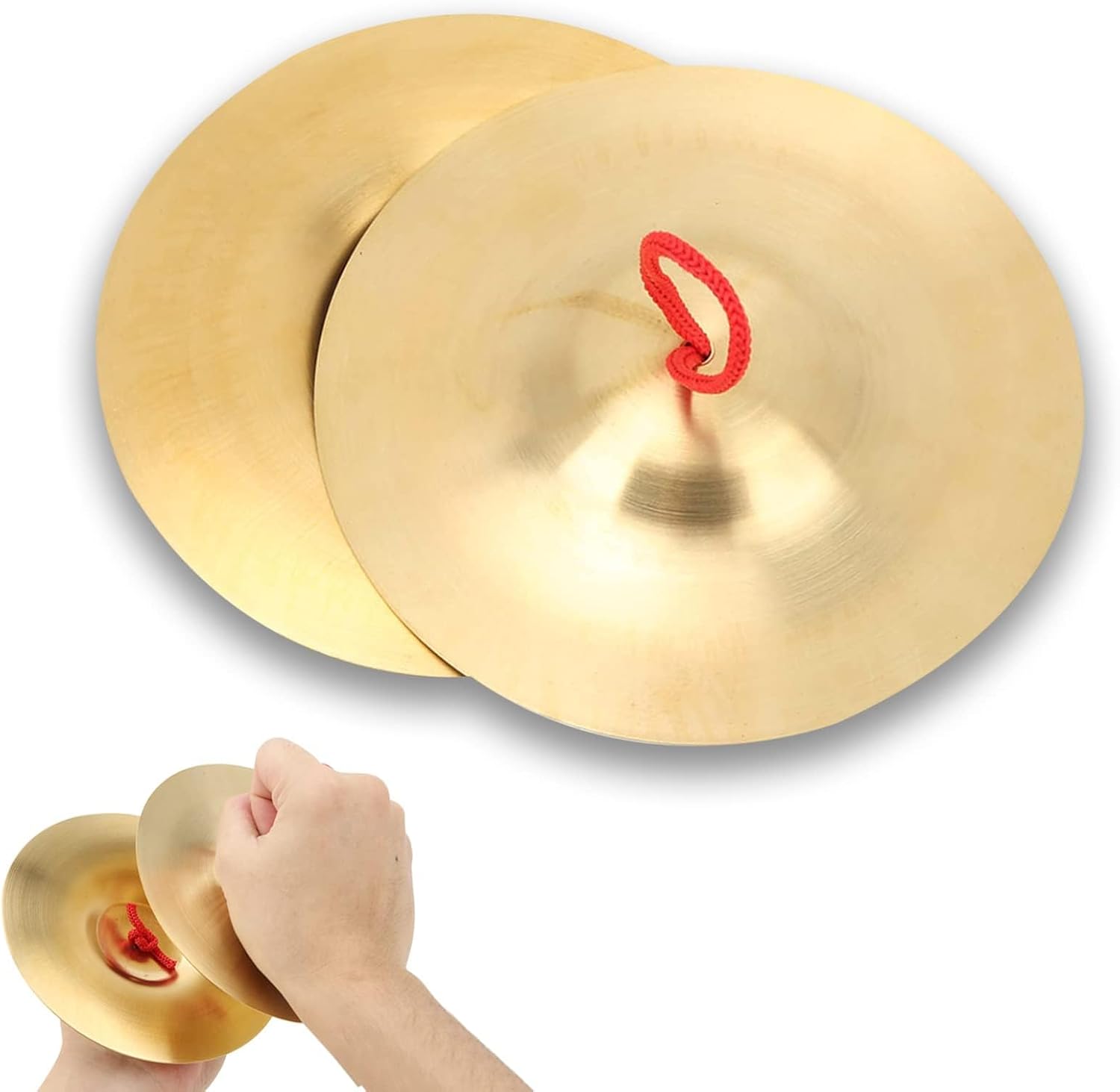 2Pcs Crash Cymbals, 14.7cm / 5.79in Brass Hand Cymbal Percussion Instrument Toy Drum Cymbal Practice Cymbal Jazz Drum Brass Wipes Traditional Brass Drum Set for Beginner Adults
