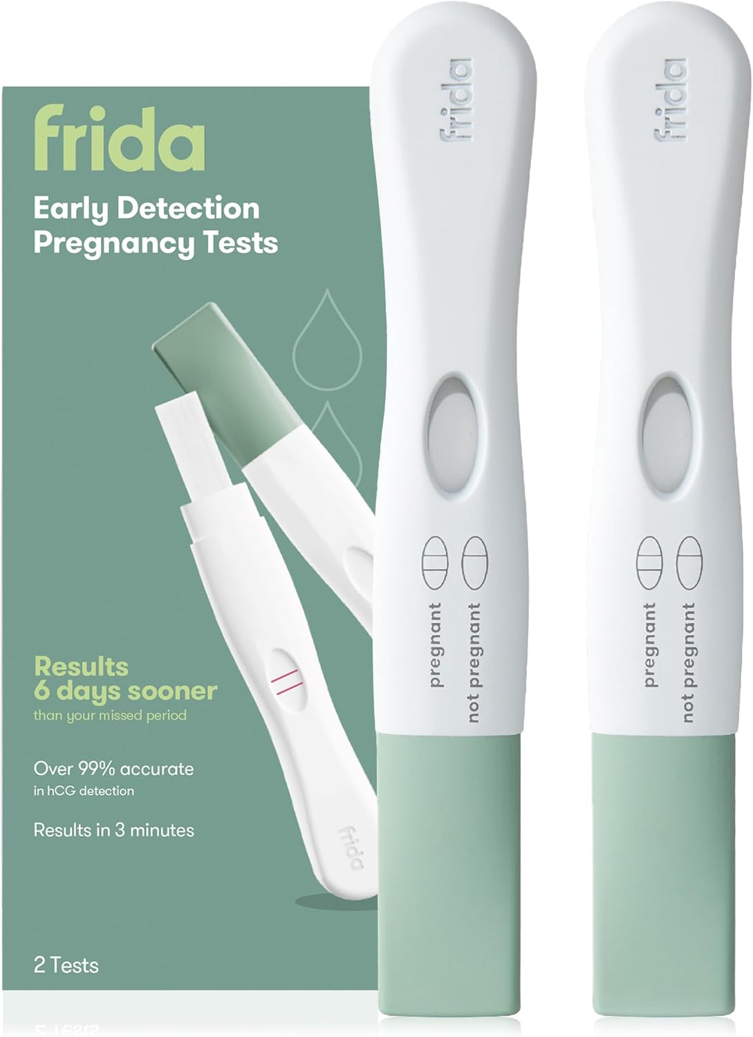 Frida Fertility Early Detection Pregnancy Tests | Easy at Home Pregnancy Tests, Over 99.9% Accurate HCG Test Strips, Early Results, Quick + Easy to Use | 2 Pregnancy Tests