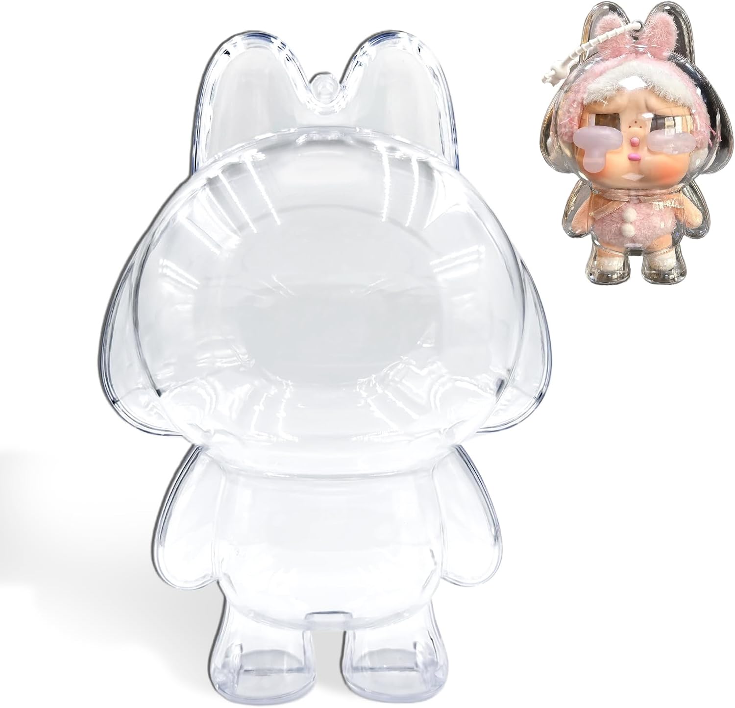 Protective Case for Crybaby Tears Factory Series,Transparent Acrylic Display Box with Silicone Strap White for Storage Hanging Doll-Clear（Doll Not Include）
