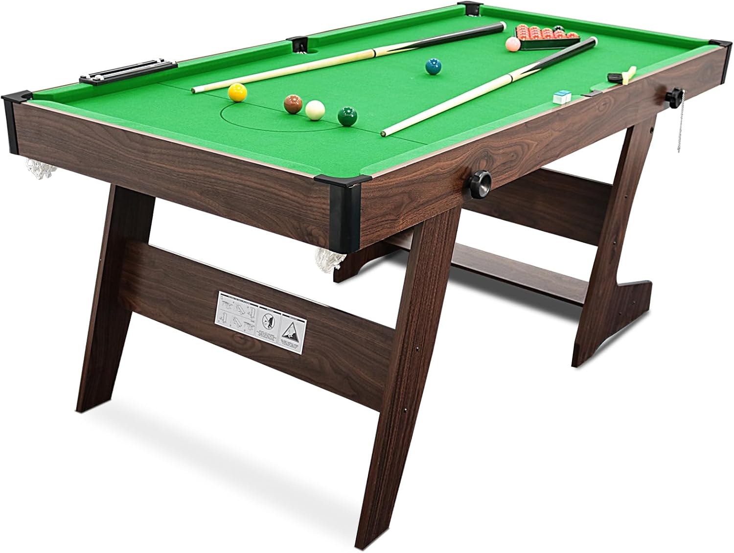 HLC 6FT Folding Pool Table Snooker Table Set Steady Space Saving Billiards Table with All accessories, Great for Kids and Adults