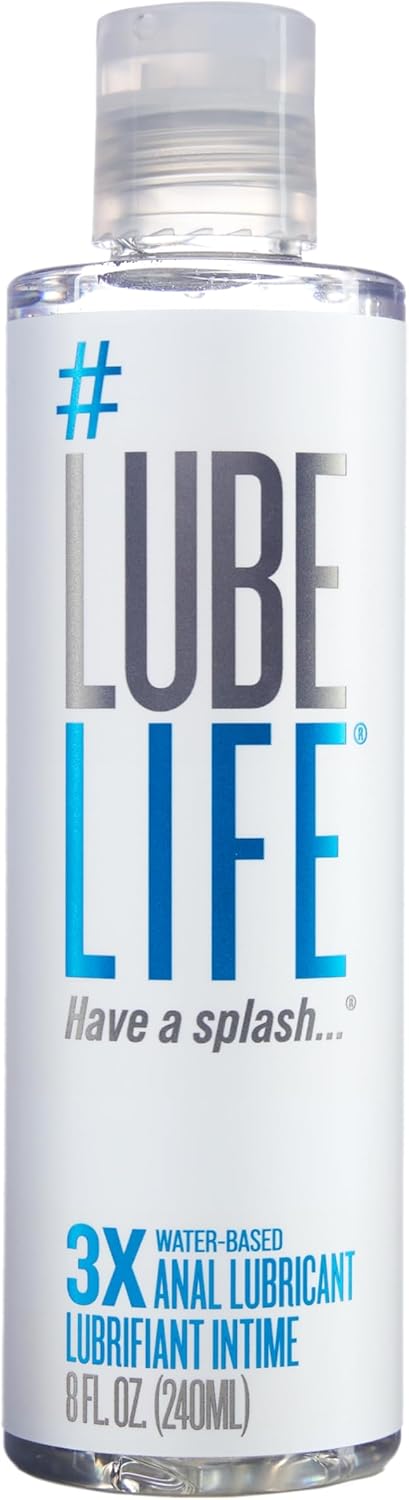 LubeLife 3X Anal Lube – Extra Thick Water Based Lube for Men, Women & Couples – Non-Sticky, Toy & Condom Compatible Personal Lubricant, 8 Fl Oz