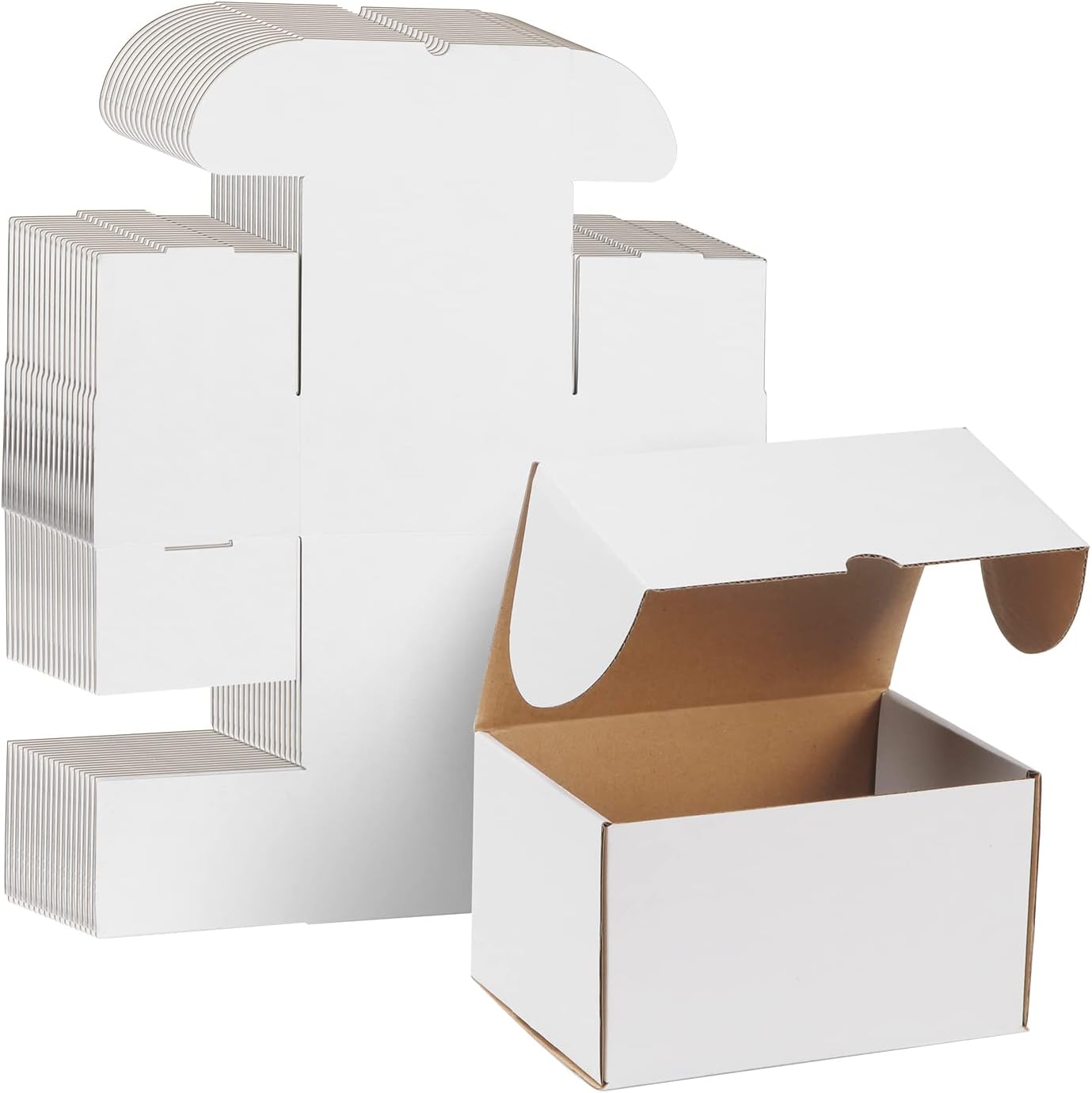 WIFTREY 7x5x4 White Shipping Boxes 25 Pack for Small Business, Small Corrugated Cardboard Boxes for Mailing, Packing, Shipping