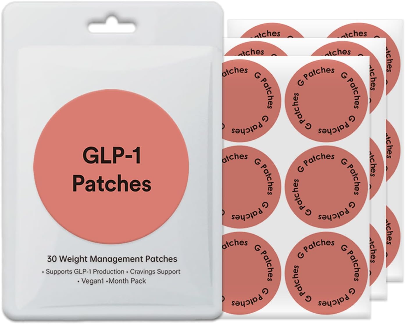 GLP-1 Patches - 30 Count, Natural Ingredients Cosmetic Patch