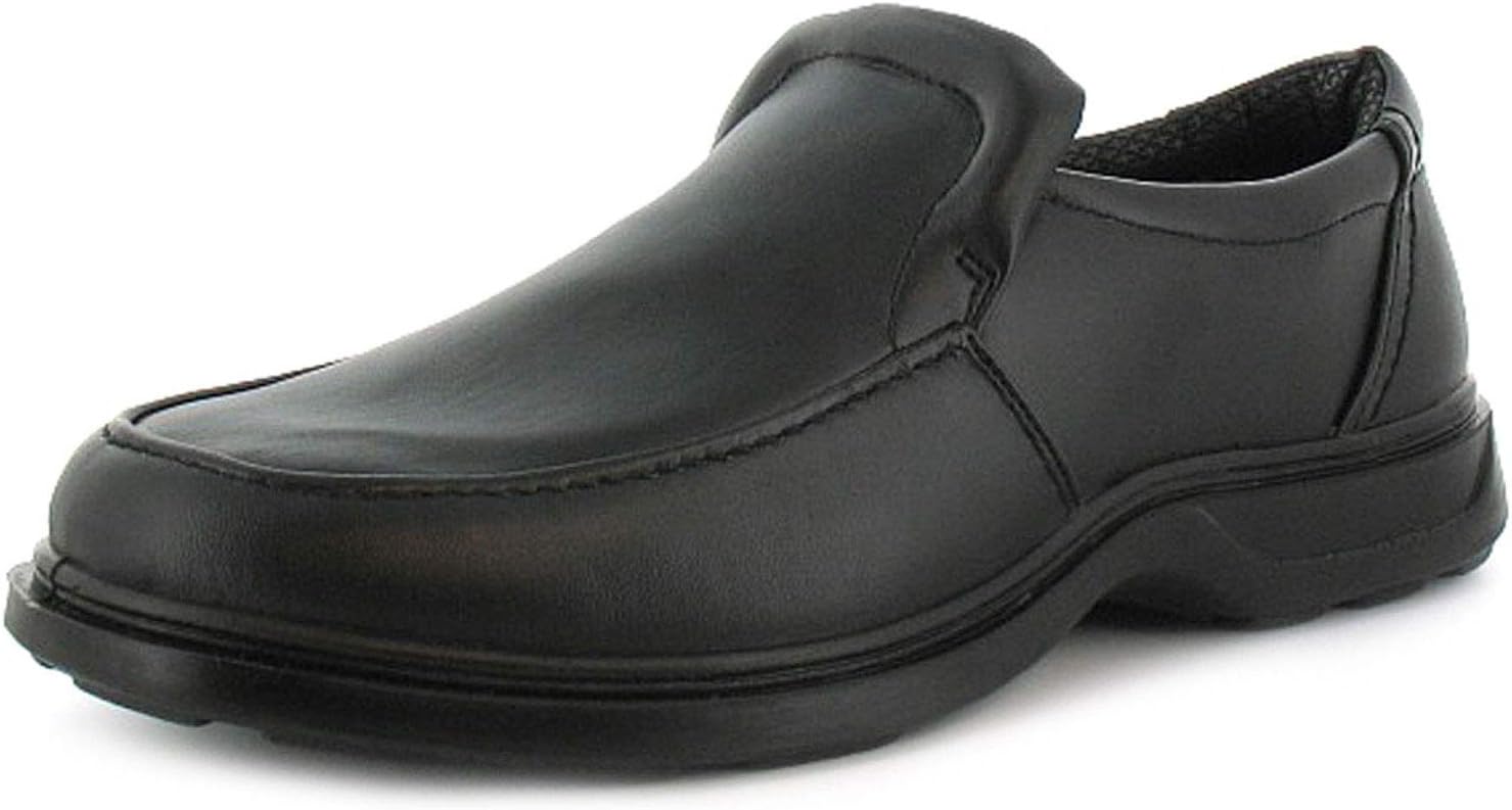 Comfisole Robin Mens Smart Shoes - Slip-On Smart Wide Fit Black School Shoe & Work Shoe. Comfortable Casual Lightweight Wide Fit Shoes for Men UK