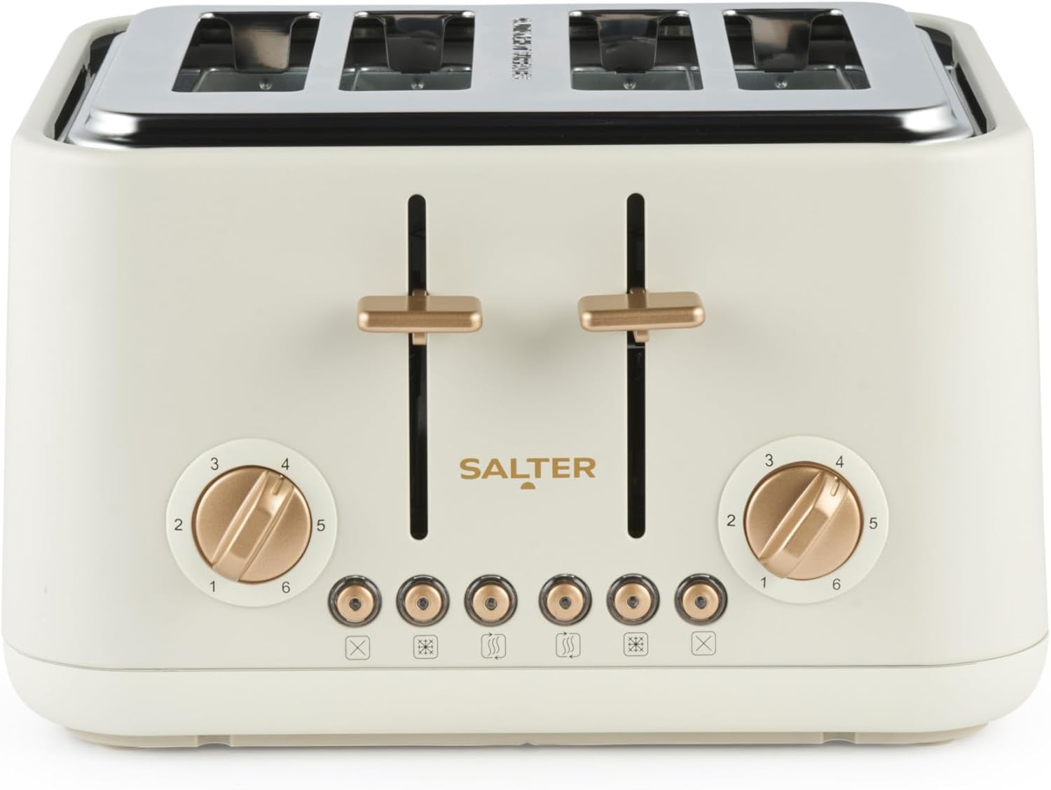 Salter Pebble 4 Slice Toaster – Wide Slot Bread Toaster with High Lift Eject, 6 Browning Levels, Self-Centring Slots, Removable Crumb Tray, Defrost/Reheat/Cancel, Stone