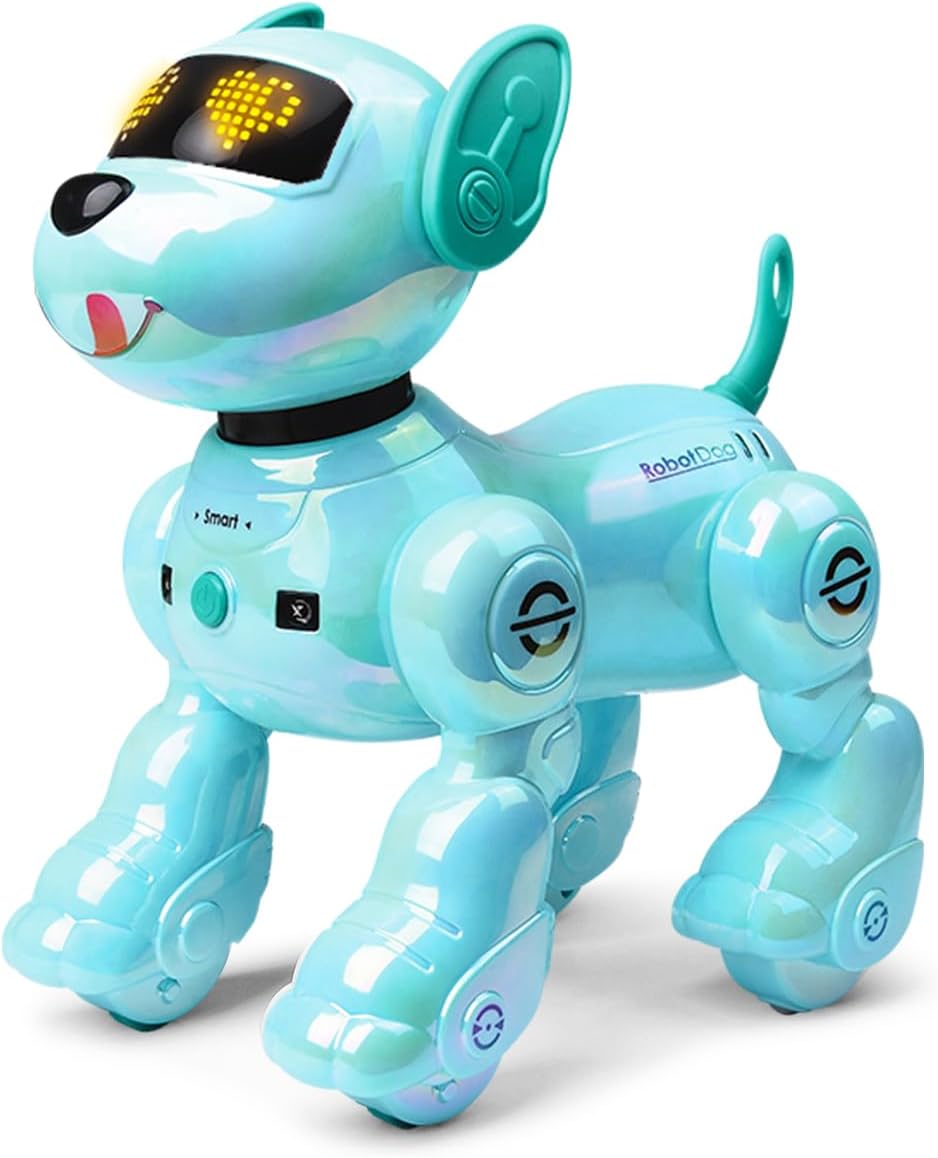 VATOS New Remote Control Robot Dog for Kids, Intelligent Programmable Robotic Puppy with 2 Batteries and 17 Interactive Functions, Singing Dancing Walking Robot Dog Toy Gift for Kids Aged 3-8, Blue